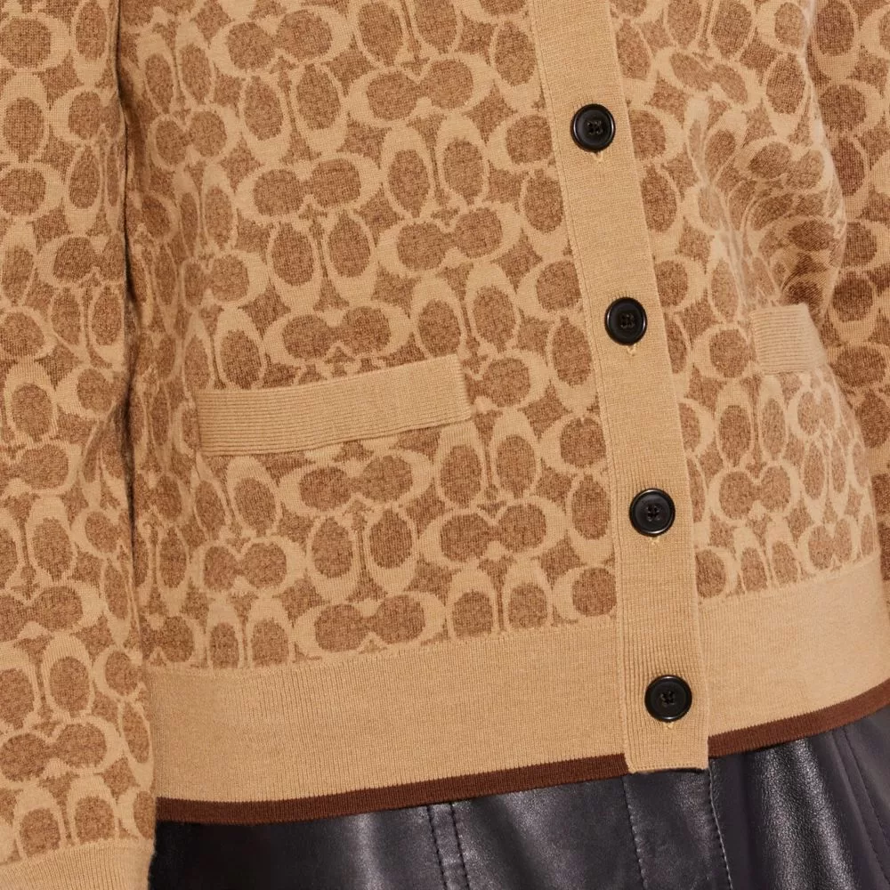 Coach Signature Cardigan Tops Women Brown Coach Signature Cardigan Tops Women Brown