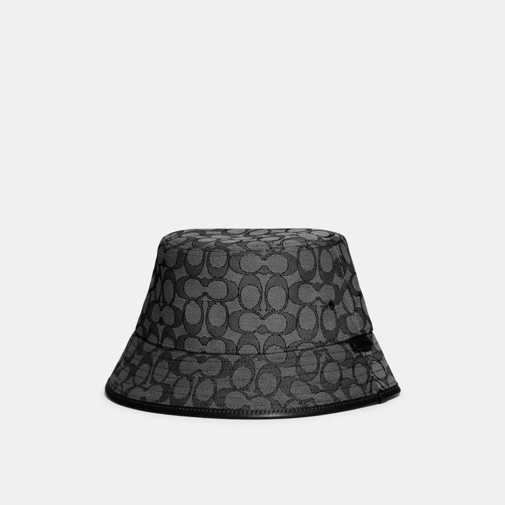 Coach Signature Jacquard Bucket Hat Hats Womens Gray Coach Signature Jacquard Bucket Hat Hats Womens Gray