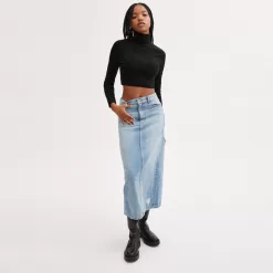 Coach Signature Knit Cropped Turtleneck Tops Women Black