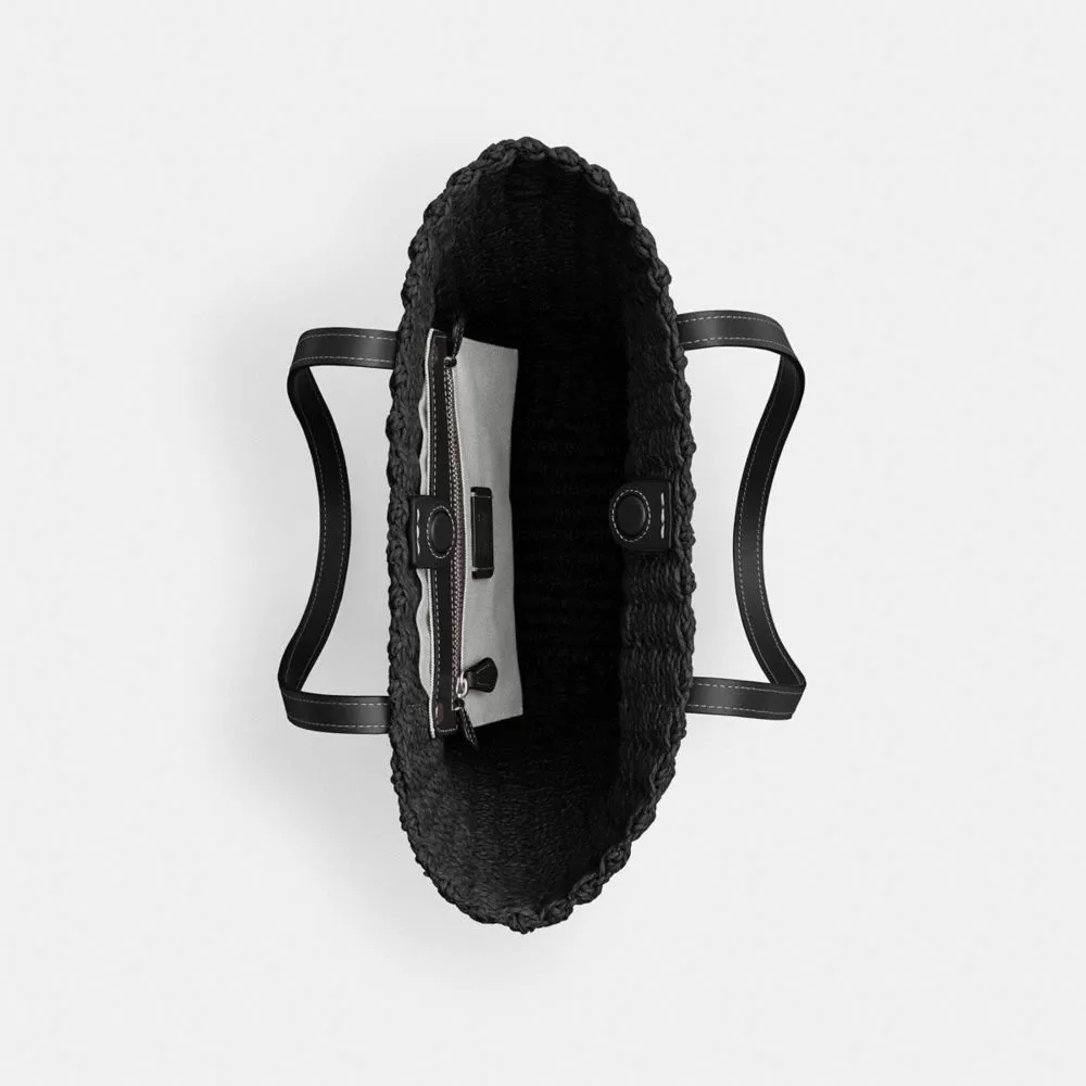 Coach Small Straw Tote Tote Bags Women Silver Black Coach Small Straw Tote Tote Bags Women Silver Black