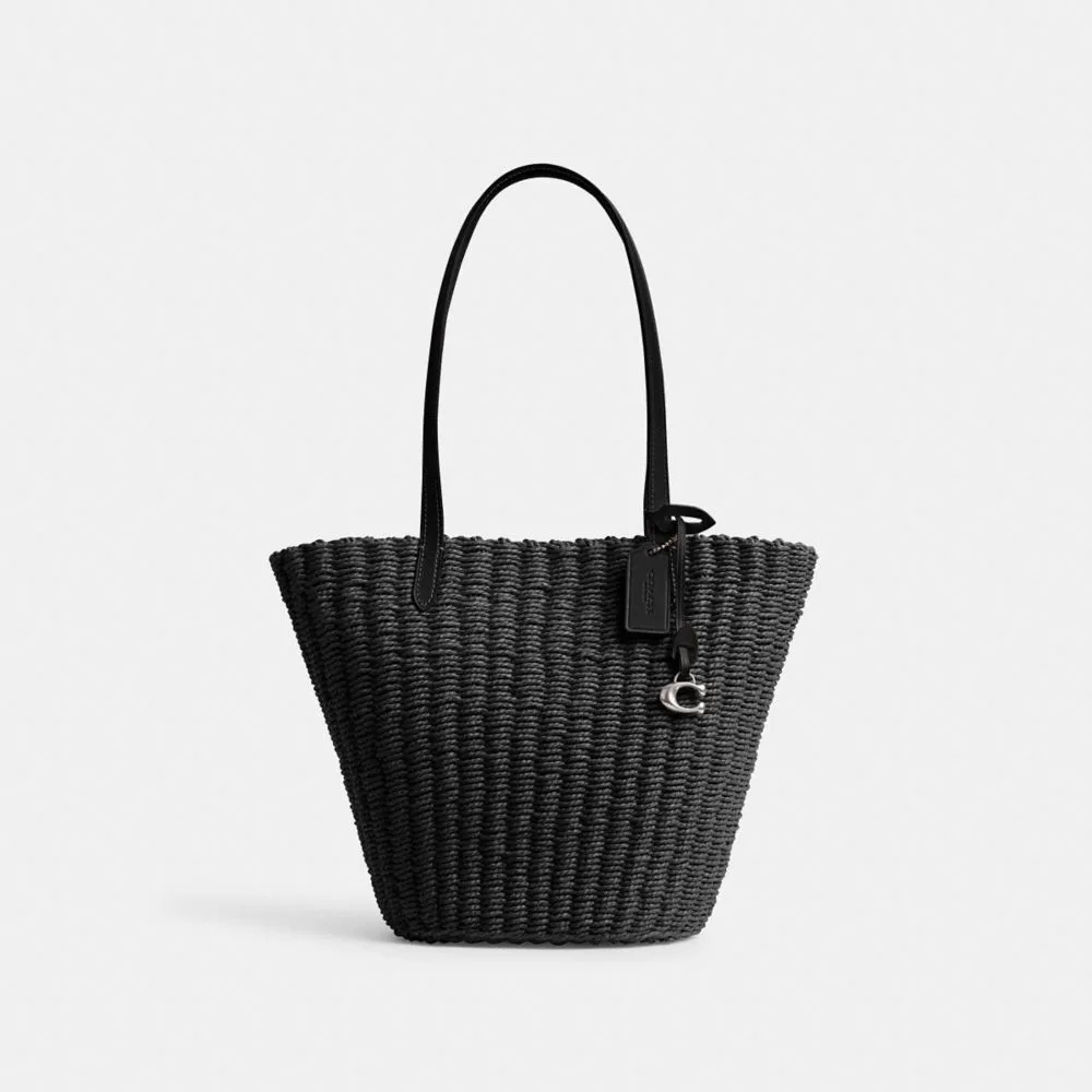 Coach Small Straw Tote Tote Bags Women Silver Black Coach Small Straw Tote Tote Bags Women Silver Black