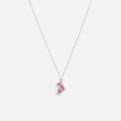 Coach Stiletto Pendant Necklace Jewelry Women Silver Pink