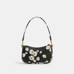 Coach Swinger Bag 20 With Floral Print Shoulder Bag Women Black Multicolored