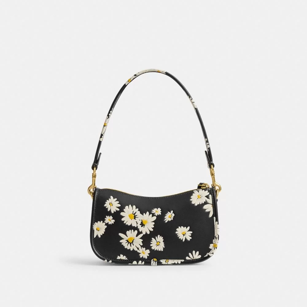 Coach Swinger Bag 20 With Floral Print Shoulder Bag Women Black Multicolored Coach Swinger Bag 20 With Floral Print Shoulder Bag Women Black Multicolored