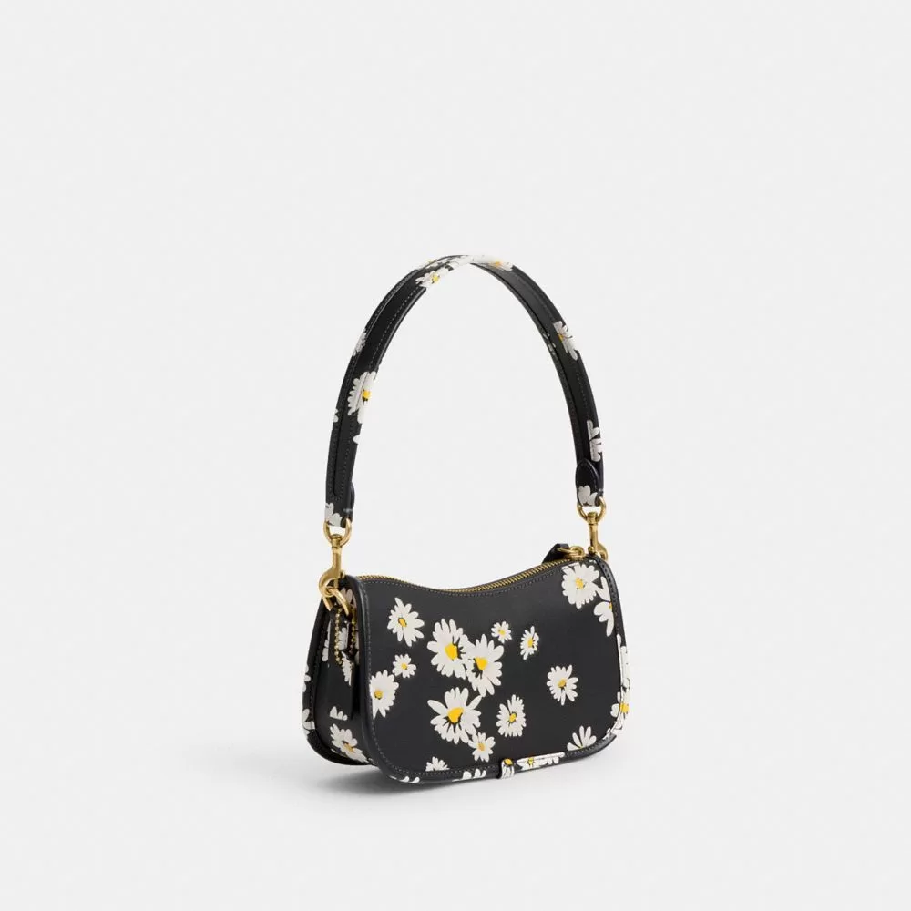 Coach Swinger Bag 20 With Floral Print Shoulder Bag Women Black Multicolored Coach Swinger Bag 20 With Floral Print Shoulder Bag Women Black Multicolored