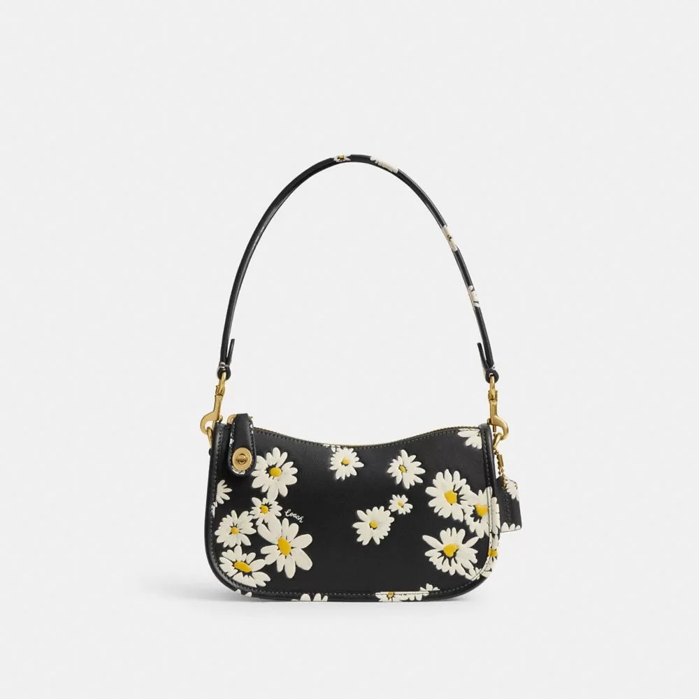 Coach Swinger Bag 20 With Floral Print Shoulder Bag Women Black Multicolored Coach Swinger Bag 20 With Floral Print Shoulder Bag Women Black Multicolored