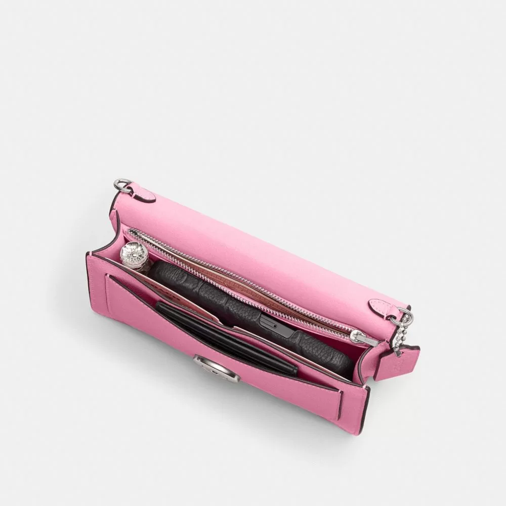 Coach Tabby Chain Clutch Shoulder Bag Women Silver Pink Coach Tabby Chain Clutch Shoulder Bag Women Silver Pink