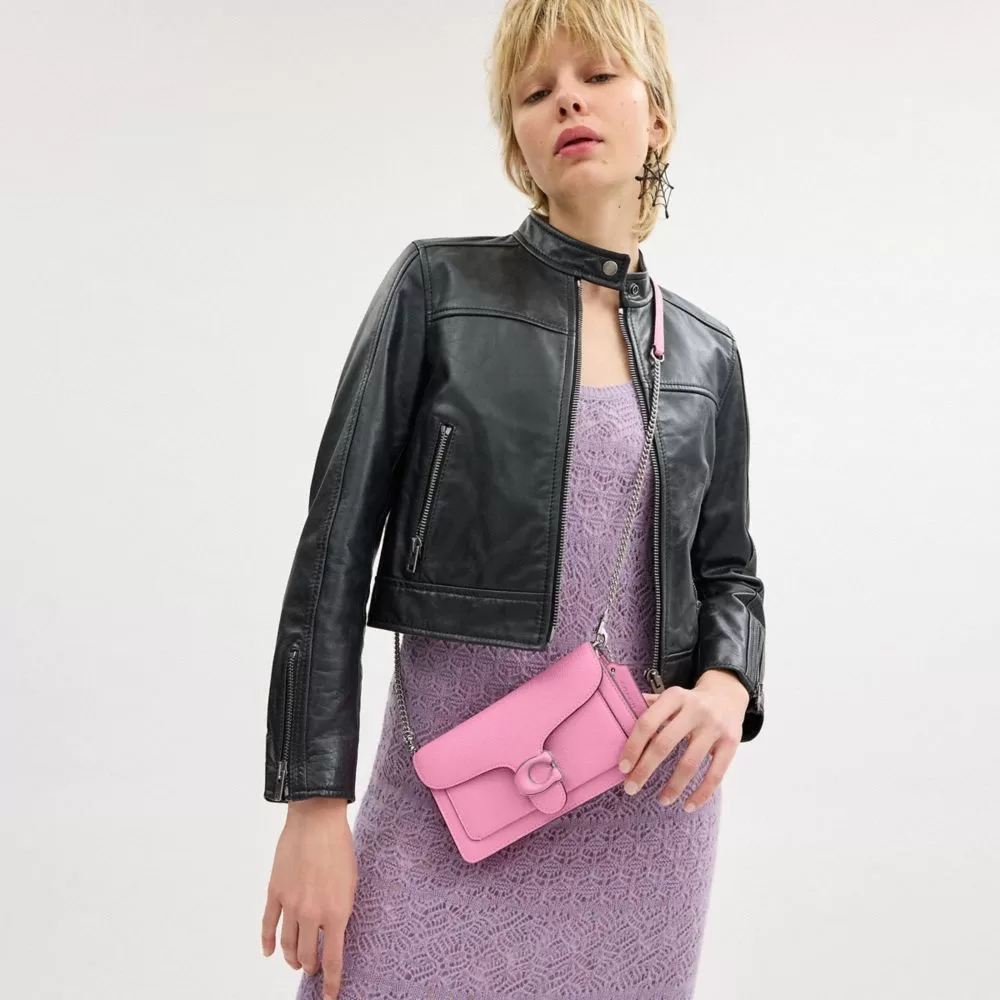 Coach Tabby Chain Clutch Shoulder Bag Women Silver Pink Coach Tabby Chain Clutch Shoulder Bag Women Silver Pink