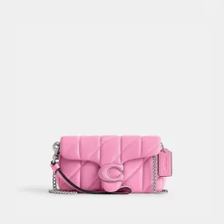 Coach Tabby Crossbody Wristlet With Pillow Quilting Shoulder Bag Women Silver Pink