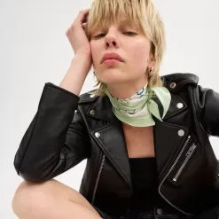 Coach Tea Rose Print Silk Diamond Scarf Women Multicolored