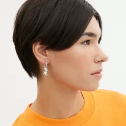 Coach The Lil Nas X Drop Cat Huggie Earrings Jewelry Women Silver