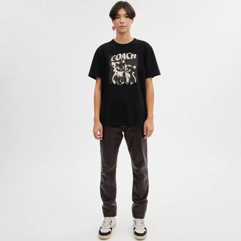 Coach The Lil Nas X Drop Signature Cats T Shirt Tops Men Black Coach The Lil Nas X Drop Signature Cats T Shirt Tops Men Black