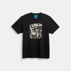 Coach The Lil Nas X Drop Signature Cats T Shirt Tops Men Black