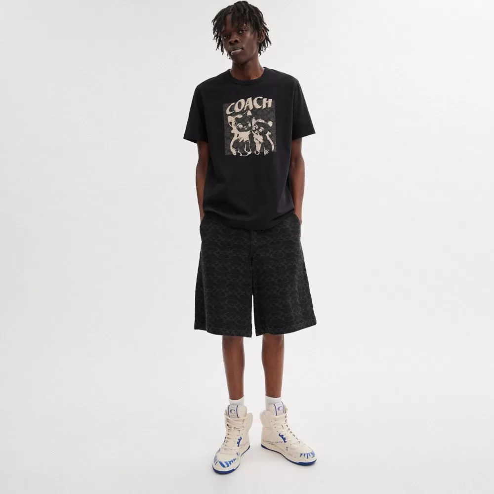 Coach The Lil Nas X Drop Signature Cats T Shirt Tops Men Black Coach The Lil Nas X Drop Signature Cats T Shirt Tops Men Black