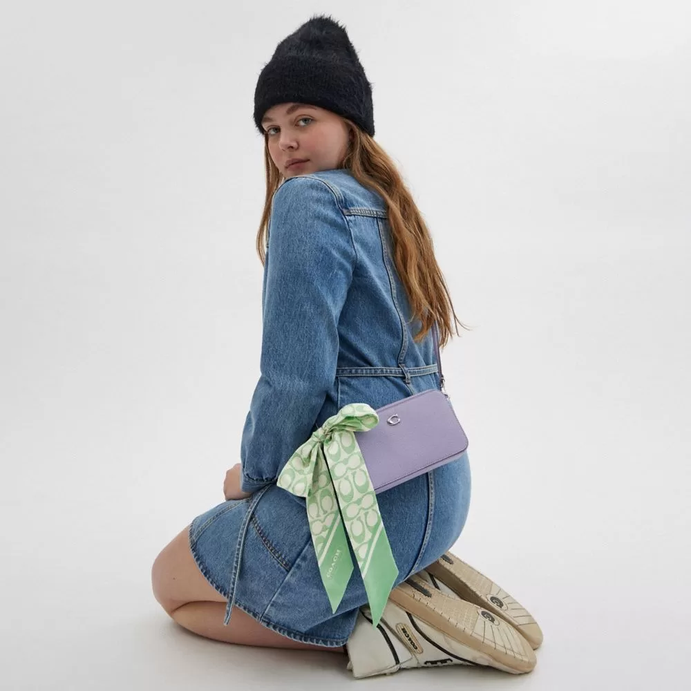 Coach Vintage Signature Print Silk Skinny Scarf Women Multicolor