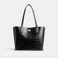 Coach Willow Tote Bag Tote Bags Women Silver Black Coach Willow Tote Bag Tote Bags Women Silver Black
