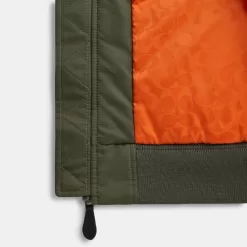 Coach Woven Jacket With Leather Collar Jackets Men Green