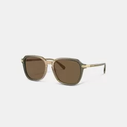 Coach Wrap Around Hangtag Keyhole Sunglasses Sunglasses Men Green Brown