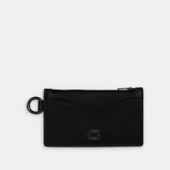Coach Zip Card Case Card Sleeve Men Black