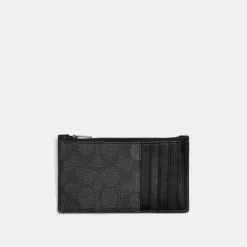 Coach Zip Card Case In Signature Canvas Card Case Men Gray